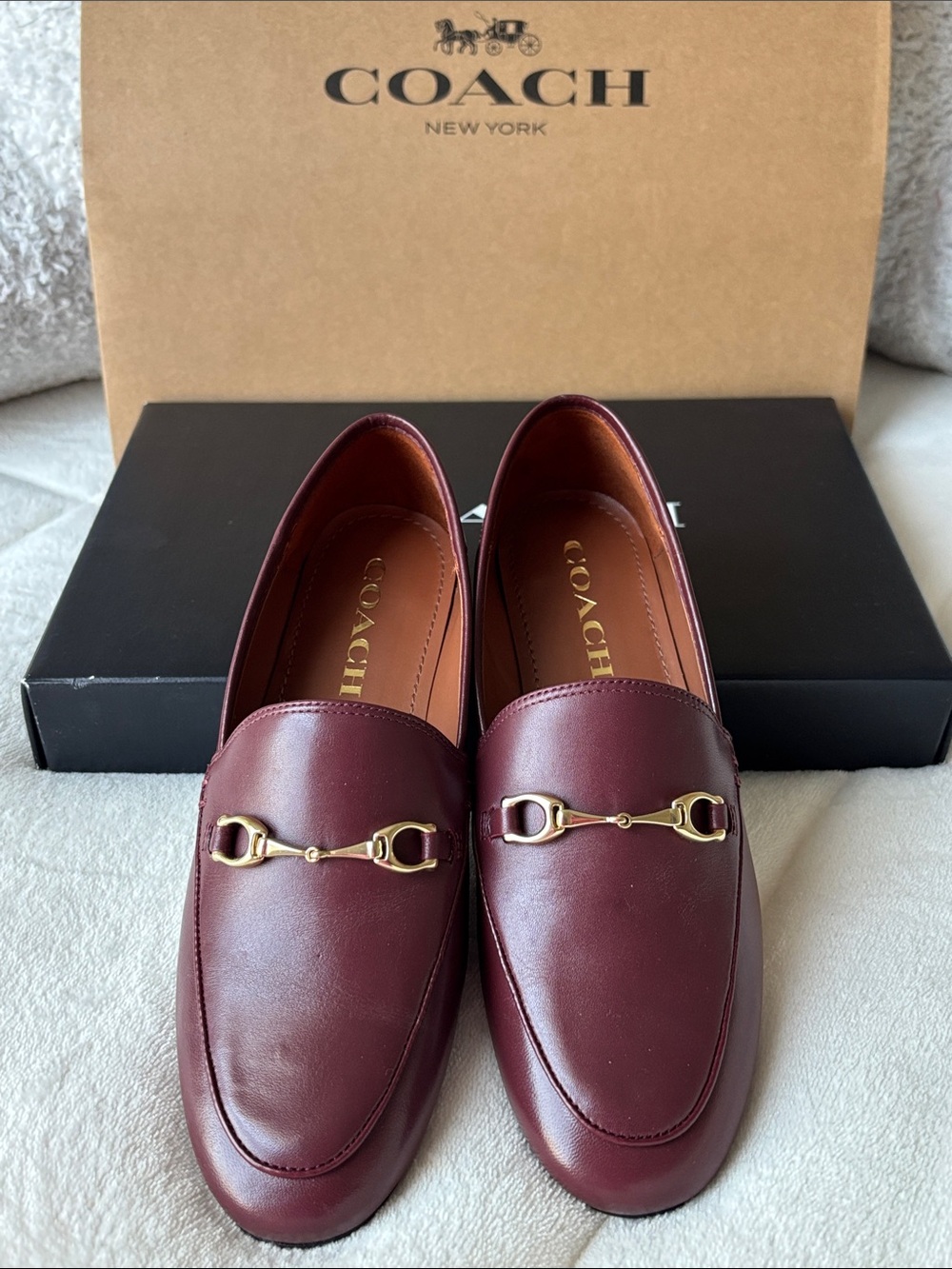 Coach Women’s Leather Loafers with Gold Hardware Size 6